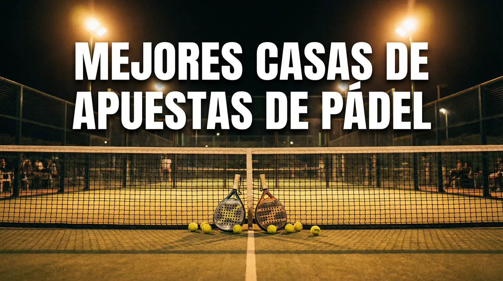 Pista de pádel profesional con raquetas y pelotas para apuestas deportivas en España
